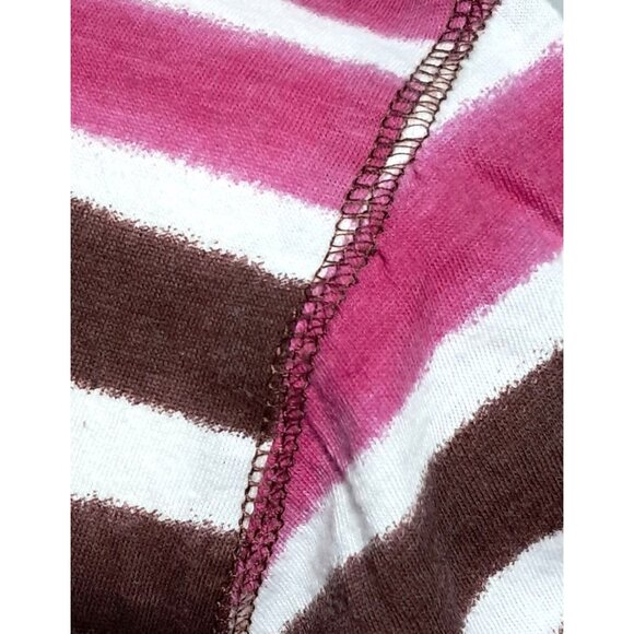 Rue21 Women's Striped V-Neck Short Sleeve Tee - XL - Pink Brown Beige - Picture 8 of 10